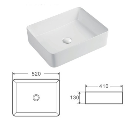 Раковина Kerald 520*410*130 мм накладная, белый  в Сочи и Адлере