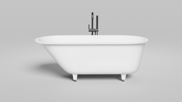 ORNELLA KIT 176x80 Встраиваемая ванна с овальной чашей, регулируемые ножки, донный клапан Up&Down белый, сифон, интегр. слив-перелив, S-Sense, матовый