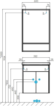 Флай 60 Зеркало-Шкаф белый, дуб крафт в Сочи и Адлере