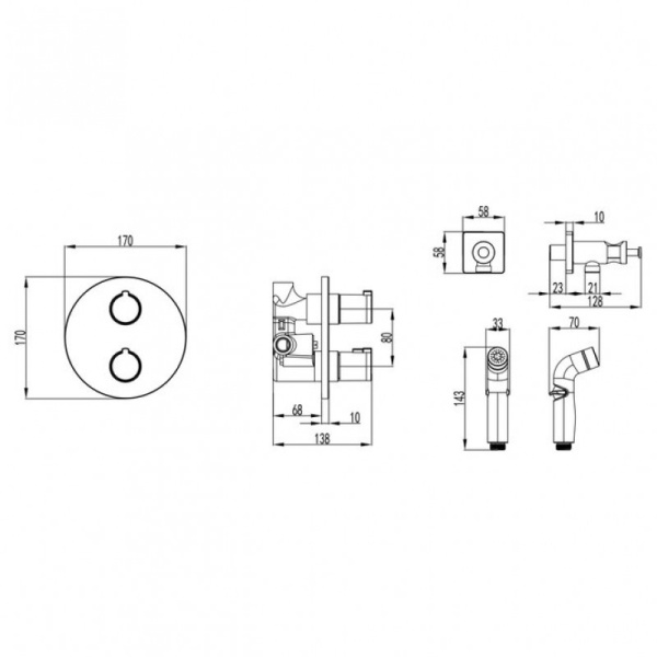 Термостат Lemark Yeti LM7819C с гигиеническим душем, встраиваемый в Сочи и Адлере