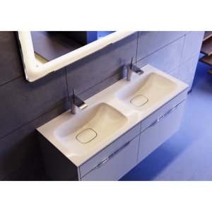 MALAGA 120 Тумба подвесная цвет белый с раковиной MALAGA 1200 две чаши (Ш122хВ52хГ45) в Сочи и Адлере MALAGA 120 Тумба подвесная цвет белый с раковиной MALAGA 1200 две чаши (Ш122хВ52хГ45) в Сочи и Адлере