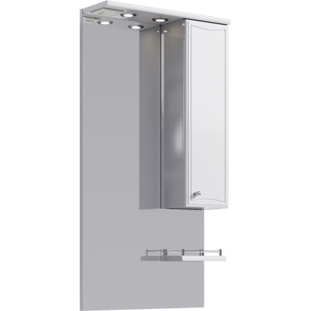 БАРСЕЛОНА 55 Зеркало с полочкой,шкафчиком, а так же светодиодной подсветкой, выключателем и розеткой (Ш55хВ108хГ17,5) в Сочи и Адлере