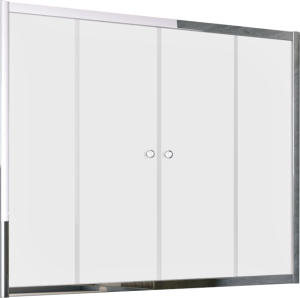 Ограждение на ванну двухстворчатое 150см профиль хром гл./Стекло сатин