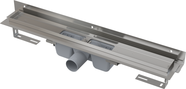 Водоотводящий желоб для перфорированной решетки с регулируемым краем к стене, с