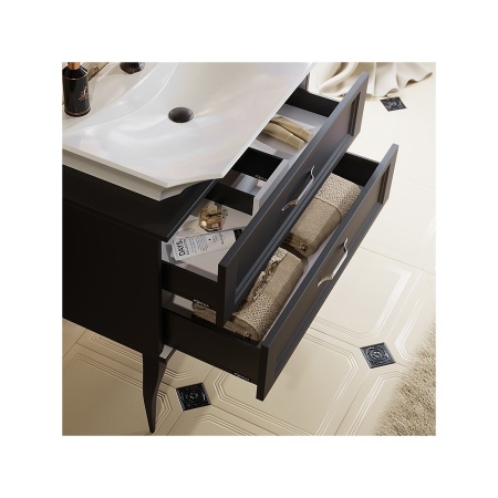 LaDonna 85 Тумба напольная, два ящика, черная с раковиной LA DONNA 70 (Ш85хВ85.5хГ46)	 							 в Сочи и Адлере