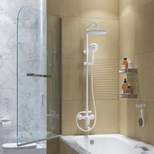 Смеситель с верхним душем и изливом, белый матовый, Ray, IDDIS, RAYWT3Fi06 в Сочи и Адлере Смеситель с верхним душем и изливом, белый матовый, Ray, IDDIS, RAYWT3Fi06 в Сочи и Адлере