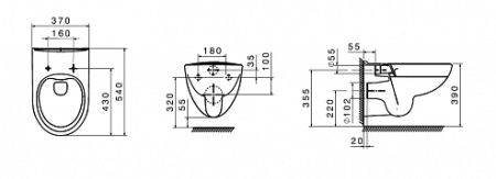 VICTORIA Унитаз подвесной, безободковый, 540 мм  в Сочи и Адлере