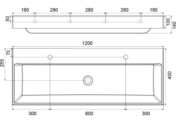 Умывальник NATURAL DUO 1200 без перелива в Сочи и Адлере Умывальник NATURAL DUO 1200 без перелива в Сочи и Адлере