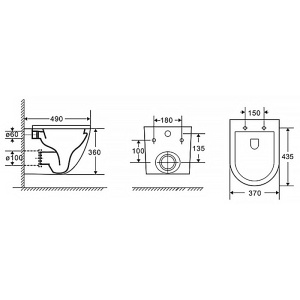 Унитаз подвесной Azario Gloria безободковый 48х37х36 (AZ-2003 ) в Сочи и Адлере