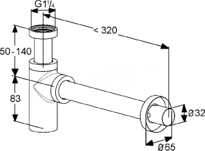 Сифон для раковины Kludi бутылочный, черный матовый (1002039-00) в Сочи и Адлере