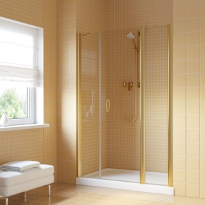 Дверь в душевой проём EP-2F 145 09 01 правая профиль золото  стекло прозрачное + Nano									