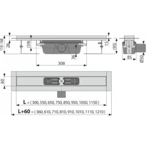 APZ6-1050 Professional ВОДООТВОДЯЩИЙ ЖЕЛОБ С ПОРОГАМИ ДЛЯ ЦЕЛЬНОЙ РЕШЕТКИ (сталь) в Сочи и Адлере