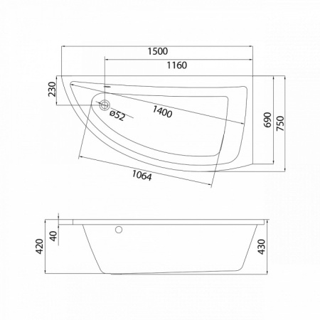 NANO 150*75 ванна левая, с ножками, бел, БЕЗ панели, БЕЗ каркаса в Сочи и Адлере