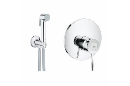 Готовый комплект для гигиенического душа GROHE BauClassic: встраиваемый смеситель, гигиенический набор, хром (124902)