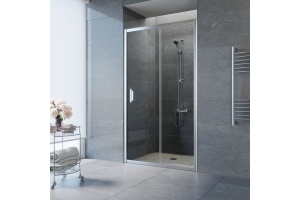 Дверь в душевой проем ZP TUR NOVO h2000 120 08 01 профиль глянцевый хром стекло прозрачное,ручка  квадро