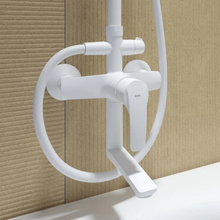 Смеситель с верхним душем и изливом, белый матовый, Ray, IDDIS, RAYWT3Fi06 в Сочи и Адлере