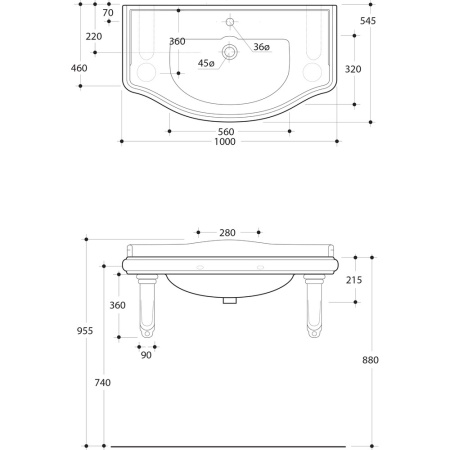 Раковина Kerasan Retro 1050 1W в Сочи и Адлере