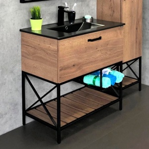 COMFORTY. Тумба-умывальник &quot;Бредфорд-90&quot; дуб темный с раковиной COMFORTY 90E