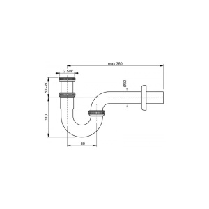 Сифон для умывальника Ø32, U-форма, цельнометаллический, с накидной гайкой 5/4" A432  в Сочи и Адлере Сифон для умывальника Ø32, U-форма, цельнометаллический, с накидной гайкой 5/4" A432  в Сочи и Адлере