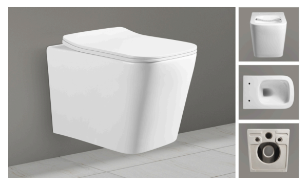 Унитаз подвесной Kerald GRACE безободковый, 490*340*360 мм,сиденье дюропласт,микролифт, (soft close). 								  в Сочи и Адлере Унитаз подвесной Kerald GRACE безободковый, 490*340*360 мм,сиденье дюропласт,микролифт, (soft close). 								  в Сочи и Адлере