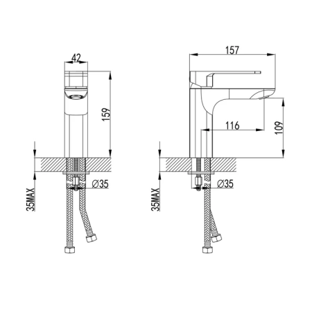 Смеситель для умывальника, черный, Slide, IDDIS, SLIBL00i01 в Сочи и Адлере