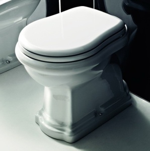 KERASAN Retro Сиденье для унитаза цвет БЕЛЫЙ/ХРОМ (микролифт) в Сочи и Адлере