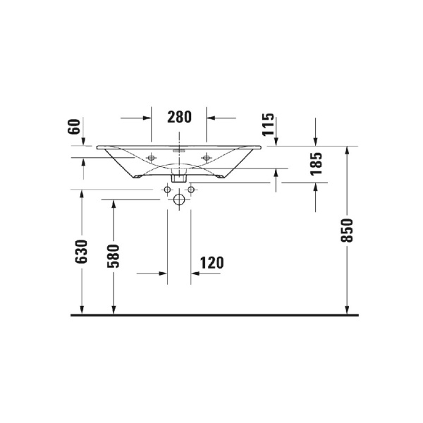 Duravit Раковина Viu, ширина 830мм, глубина 490мм, высота 185мм, перелив, белый в Сочи и Адлере