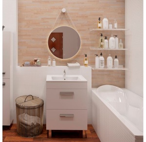 ETNA WHITE зеркало на ремне круглое белое 600*600 в Сочи и Адлере