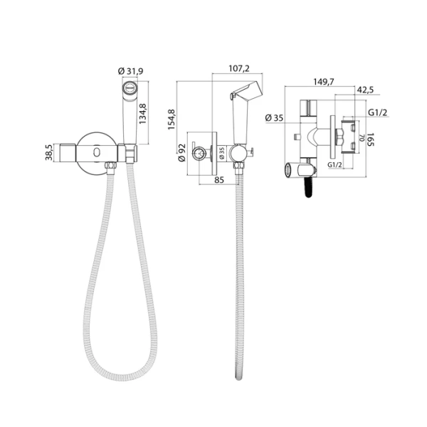 Встраиваемый смеситель с гигиеническим душем, Axes, IDDIS, AXESBR0i08 в Сочи и Адлере