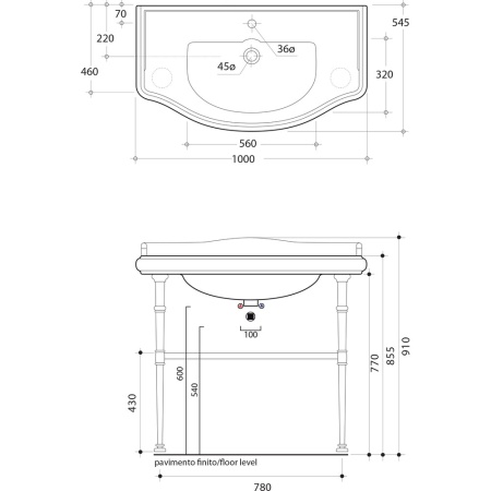 Раковина Kerasan Retro 1050 1W в Сочи и Адлере