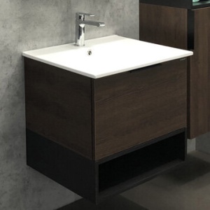 COMFORTY Тумба-умывальник "Франкфурт-60" дуб-шоколадно-коричневый с раковиной COMFORTY 60E COMFORTY Тумба-умывальник "Франкфурт-60" дуб-шоколадно-коричневый с раковиной COMFORTY 60E