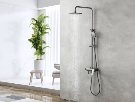 Смеситель Lemark Bronx LM3762GM для ванны с верхней душ. лейкой "Тропический дождь", 3-ф. лейкой, гр в Сочи и Адлере