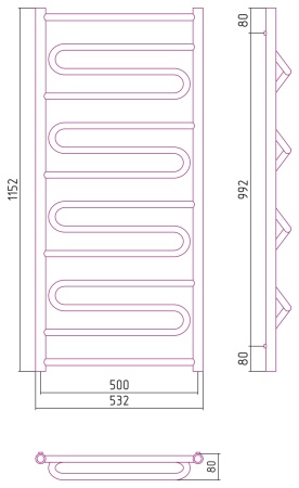 ЭЛЕГИЯ+ полотенцесушитель1000х500 водяной в Сочи и Адлере