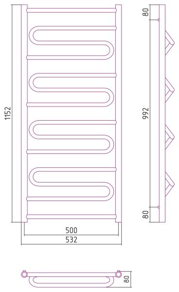 ЭЛЕГИЯ+ полотенцесушитель1000х500 водяной в Сочи и Адлере ЭЛЕГИЯ+ полотенцесушитель1000х500 водяной в Сочи и Адлере