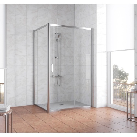 Душевой уголок 120х90 профиль глянцевый хром, стекло прозрачное в Сочи и Адлере