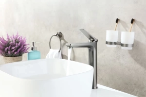 Смеситель Lemark Bronx LM3709GM для умывальника высокий, монолитный, графит в Сочи и Адлере Смеситель Lemark Bronx LM3709GM для умывальника высокий, монолитный, графит в Сочи и Адлере