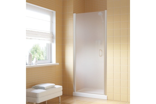 Дверь в душевой проем профиль матовый хром стекло сатин 75