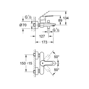 33591002 Eurostyle Cosmopolitan Смеситель однорычажный для ванны в Сочи и Адлере
