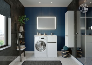 Тумба-умывальник под стиральную машинку Лондри 400, белая в Сочи и Адлере Тумба-умывальник под стиральную машинку Лондри 400, белая в Сочи и Адлере