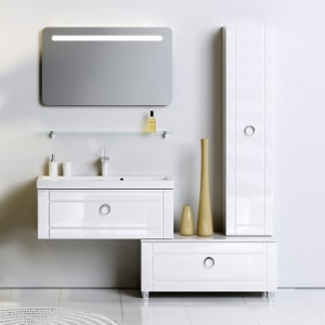 ИНФИНИТИ 100 Тумба подвесная с одним ящиком в белом глянцевом цвете с умывальником из литьевого мрамора ИНФИНИТИ 100 (Ш100хВ42,5хГ40) ИНФИНИТИ 100 Тумба подвесная с одним ящиком в белом глянцевом цвете с умывальником из литьевого мрамора ИНФИНИТИ 100 (Ш100хВ42,5хГ40)