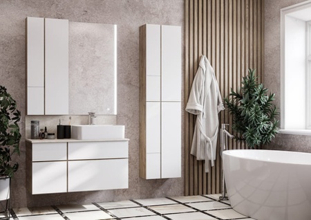 Шкафчик Aquaton модуль Мишель 43 дуб эндгрейн, белый 1A244203MIX40  в Сочи и Адлере