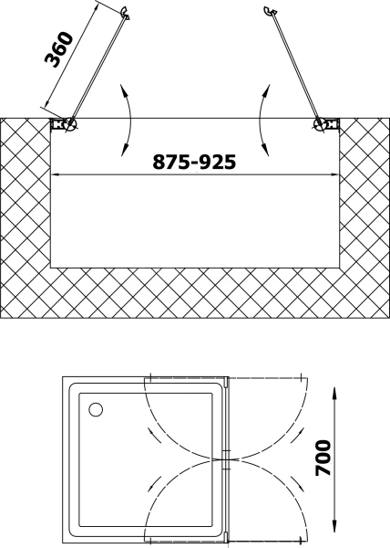 Дверь в душевой проем, профиль золото, стекло флер-де-лис в Сочи и Адлере
