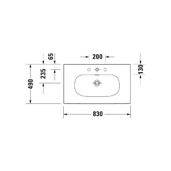 Duravit Раковина Viu, ширина 830мм, глубина 490мм, высота 185мм, перелив, белый в Сочи и Адлере
