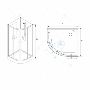 Душевая кабина 90*90*200 RGW AN-208 Полукруг/Мат.хром/Прозрачное/5 мм в Сочи и Адлере