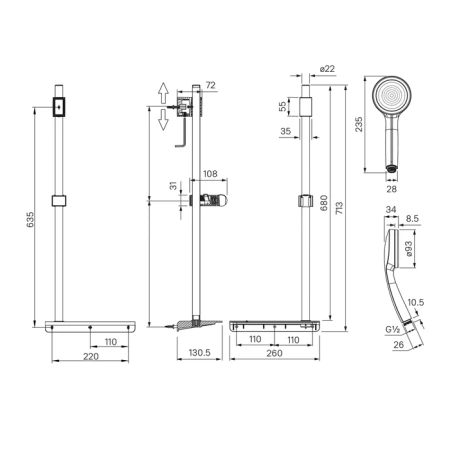 Душевой гарнитур, хром, SpaHome, IDDIS, SPA1F68i16 в Сочи и Адлере