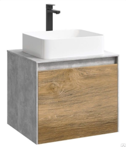 MOBI 60 комплект: Тумба подвесная БЕТОН СВЕТЛЫЙ BS, фасад ДУБ БАЛТИЙСКИЙ DB, два ящика, без раковины (Ш61хВ65хГ50) MOBI 60 комплект: Тумба подвесная БЕТОН СВЕТЛЫЙ BS, фасад ДУБ БАЛТИЙСКИЙ DB, два ящика, без раковины (Ш61хВ65хГ50)