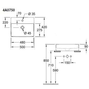 Раковина, Villeroy&Boch, Memento, ширина, мм-500, глубина, мм-420, высота, мм-90, тип установки-на столешницу, отверстия для смесителя-1, перелив-есть в Сочи и Адлере Раковина, Villeroy&Boch, Memento, ширина, мм-500, глубина, мм-420, высота, мм-90, тип установки-на столешницу, отверстия для смесителя-1, перелив-есть в Сочи и Адлере
