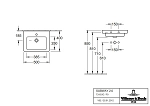 Раковина, Villeroy&Boch, Subway 2.0, ширина, мм-500, глубина, мм-400, тип установки-настенный, отверстия для смесителя-1, перелив-есть, тип перелива-о в Сочи и Адлере Раковина, Villeroy&Boch, Subway 2.0, ширина, мм-500, глубина, мм-400, тип установки-настенный, отверстия для смесителя-1, перелив-есть, тип перелива-о в Сочи и Адлере