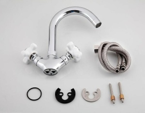 Смеситель для раковины c керамич. ручки бел/хром FRAP(10) в Сочи и Адлере