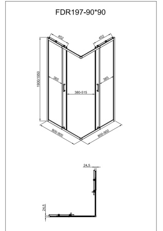 Душевое ограждениe 90*90*195 матовое золото,6мм в Сочи и Адлере